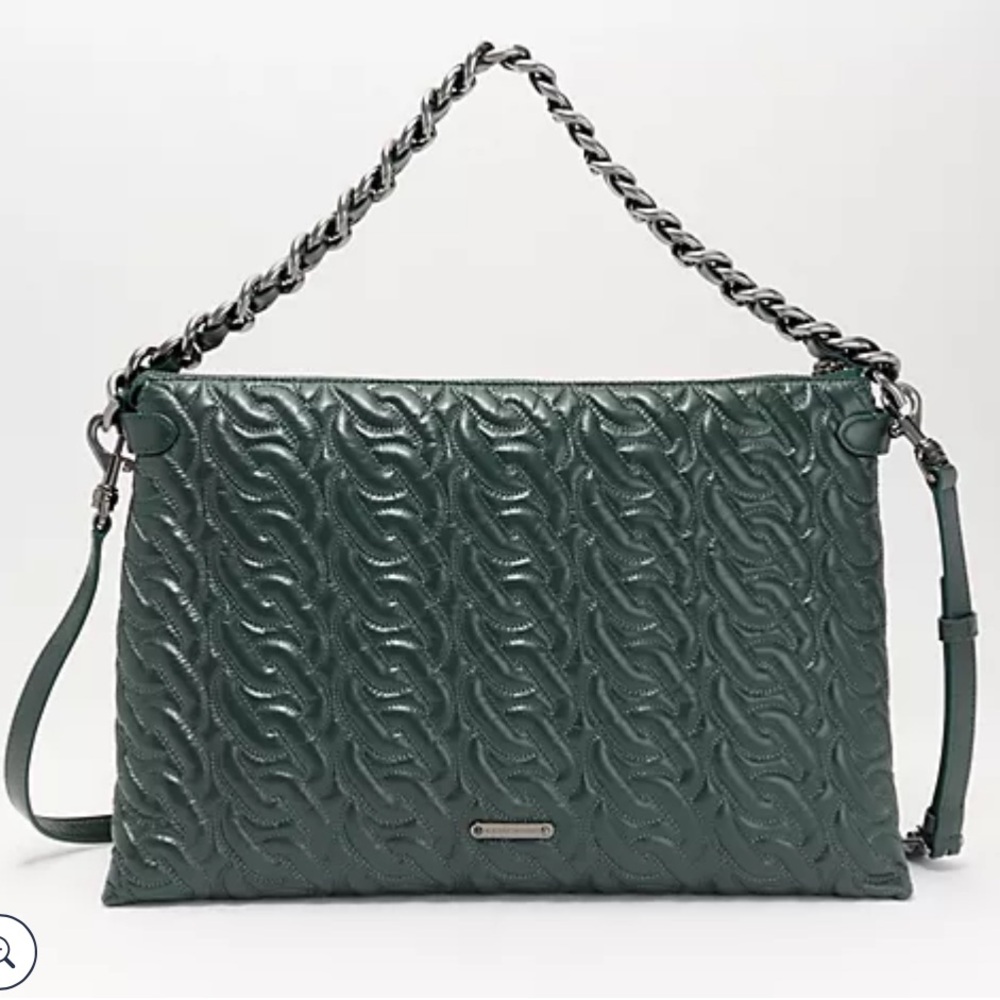 REBECCA MINKOFF CHAIN QUILTED LEATHER SHOULDER BAG